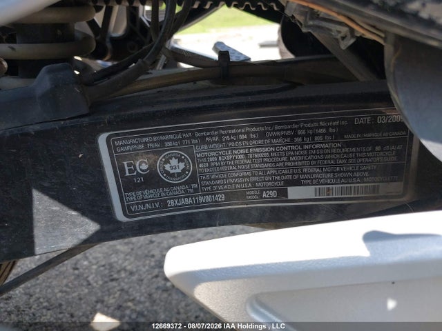 Продажа на аукционе авто 2009 Can-am Spyder Roadster Rs, vin: 2BXJABA119V001429, номер лота: 12669372