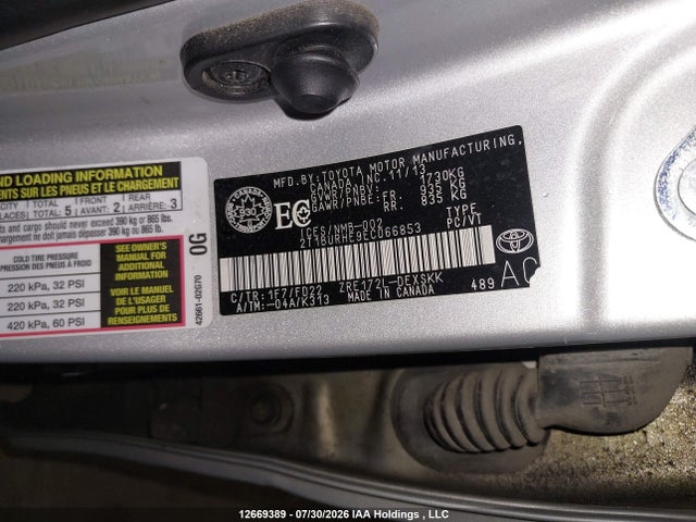 Aukcja sprzedaży 2014 Toyota Corolla L/le/le Pls/prm/s/s Pls, vin: 2T1BURHE9EC066853, numer aukcji: 12669389