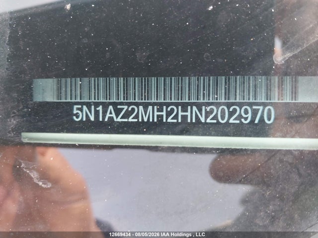 12669434 :رقم المزاد ، 5N1AZ2MH2HN202970 vin ، 2017 Nissan Murano S/sl/sv/platinum مزاد بيع