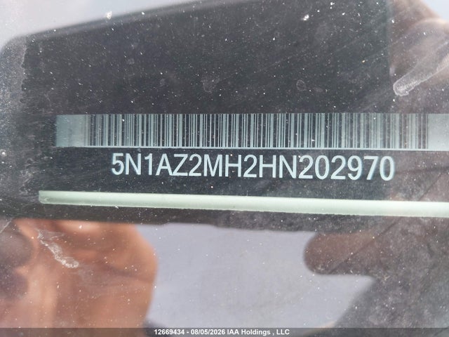 12669434 :رقم المزاد ، 5N1AZ2MH2HN202970 vin ، 2017 Nissan Murano S/sl/sv/platinum مزاد بيع