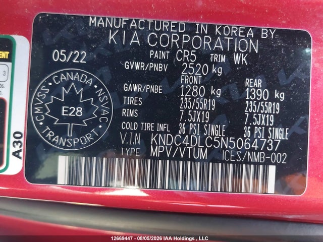 Продажа на аукционе авто 2022 Kia Ev6 Long Range W/gt-line Pkg 1/long Range W/gt-line Pkg 2, vin: KNDC4DLC5N5064737, номер лота: 12669447