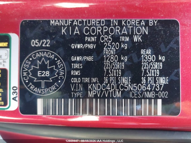 Продажа на аукционе авто 2022 Kia Ev6 Long Range W/gt-line Pkg 1/long Range W/gt-line Pkg 2, vin: KNDC4DLC5N5064737, номер лота: 12669447