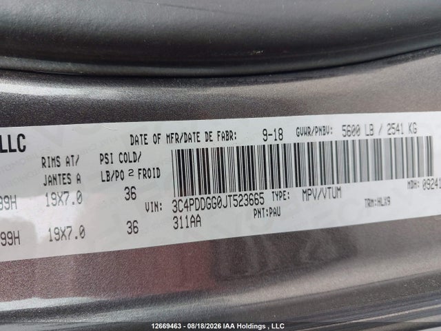 3C4PDDGG0JT523665 Dodge Journey Crossroad