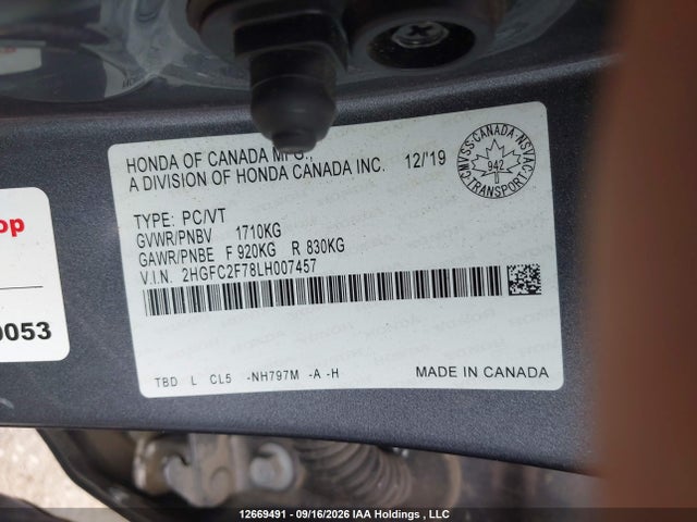 2HGFC2F78LH007457 Honda CIVIC EX