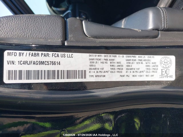 1C4RJFAG9MC576614 Jeep Grand Cherokee Laredo