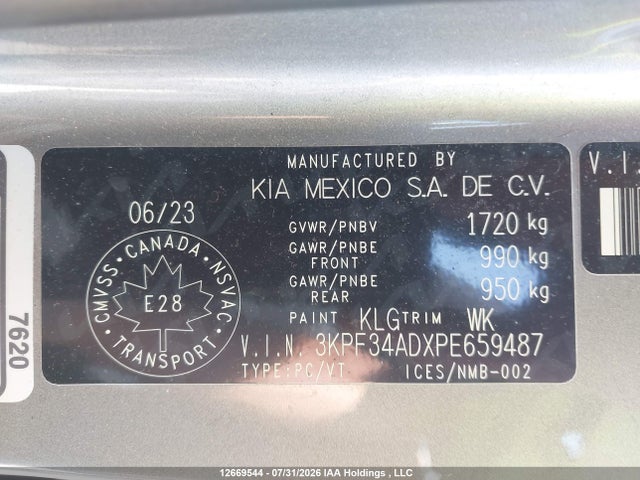Aukcja sprzedaży 2023 Kia Forte Ex/ex Premium/ex+/gt-line, vin: 3KPF34ADXPE659487, numer aukcji: 12669544
