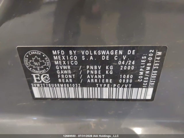 2024 Volkswagen Jetta Gli Autobahn მანქანა იყიდება აუქციონზე, vin: 3VW2T7BU9RM081032, აუქციონის ნომერი: 12669550
