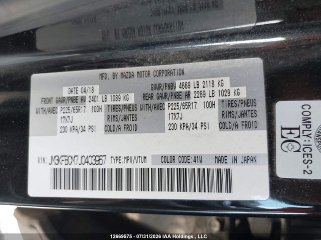 Mazda Cx-5 Gs 2018 JM3KFBCM7J0403967 Image 9