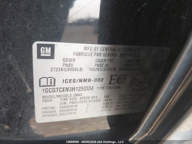 1GCGTCEN3H1250334 Chevrolet Colorado Lt