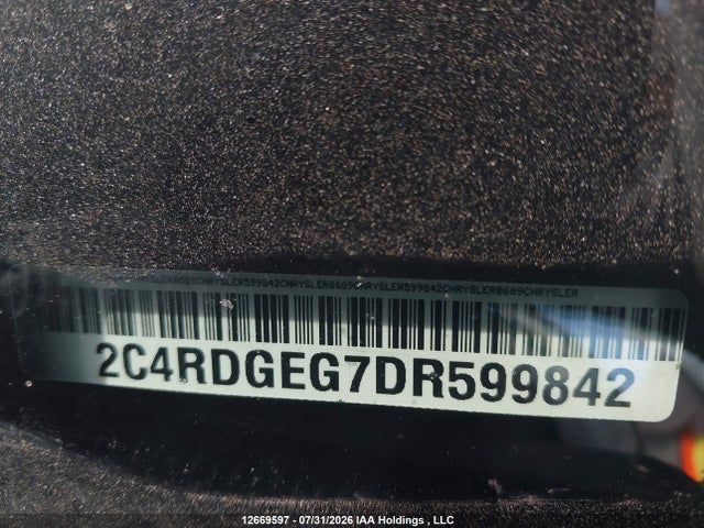 2013 Dodge Grand Caravan R/t მანქანა იყიდება აუქციონზე, vin: 2C4RDGEG7DR599842, აუქციონის ნომერი: 12669597