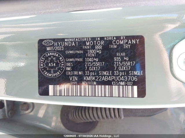 Hyundai Kona Se 2023 KM8K22AB4PU043706 Image 9