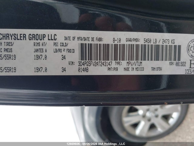 Aukcja sprzedaży 2010 Dodge Journey Sxt, vin: 3D4PG5FV2AT243147, numer aukcji: 12669606