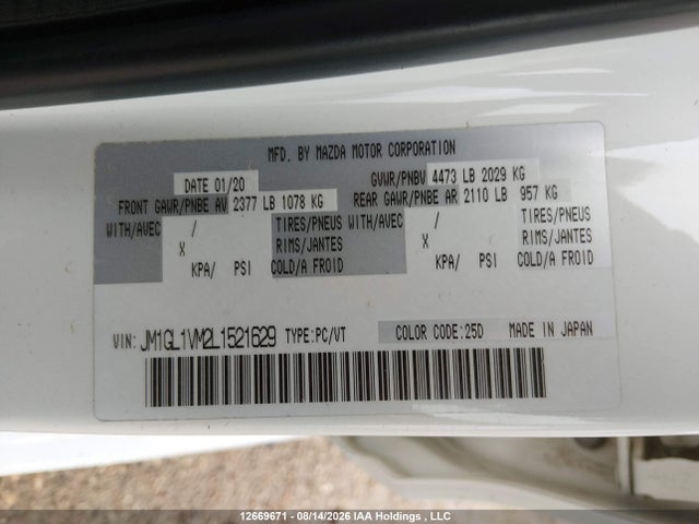 Mazda 6 TOURING 2020 JM1GL1VM2L1521629 Image 9