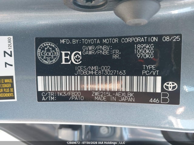 Toyota Corolla Le/se 2026 JTDBDMHE8T3027163 Image 9