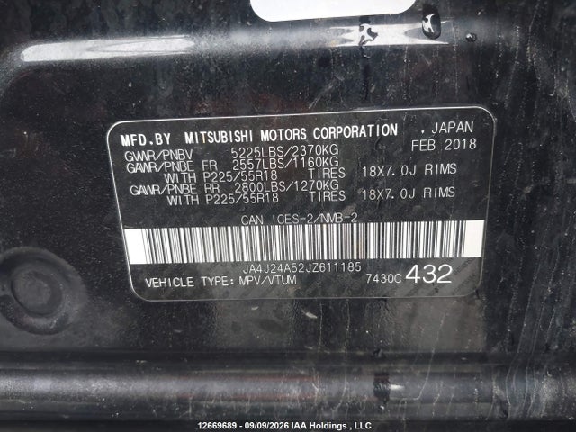 Mitsubishi OUTLANDER PHEV 2018 JA4J24A52JZ611185 Image 9