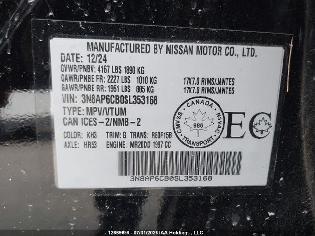 Продажа на аукционе авто 2025 Nissan Kicks Sv, vin: 3N8AP6CB0SL353168, номер лота: 12669698