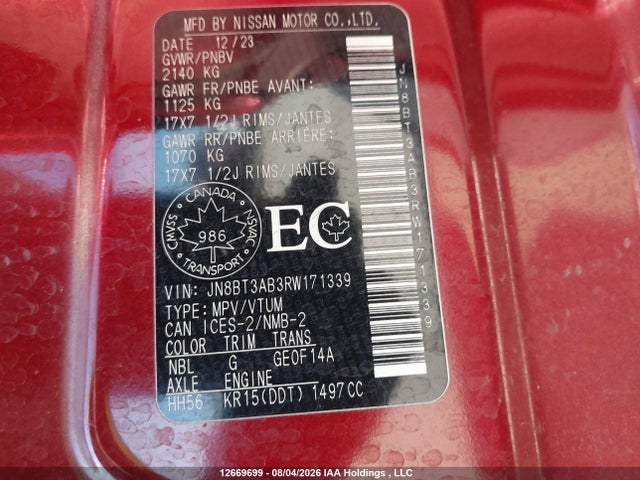 Nissan ROGUE S 2024 JN8BT3AB3RW171339 Image 9