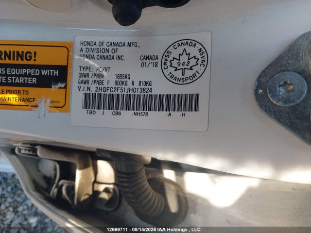 Honda Civic 2018 2HGFC2F51JH013824 Image 9