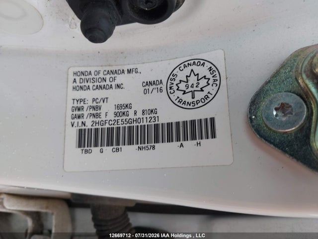 Продажа на аукционе авто 2016 Honda Civic Lx, vin: 2HGFC2E55GH011231, номер лота: 12669712