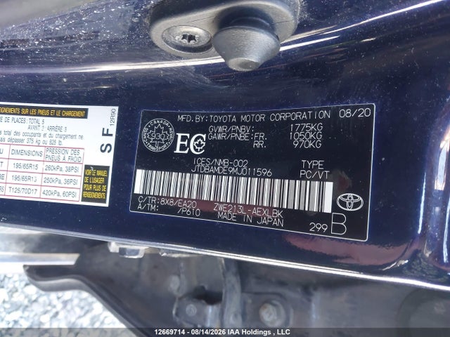 JTDBAMDE9MJ011596 Toyota Corolla