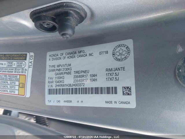 2HKRW1H38JH003372 Honda CR-V
