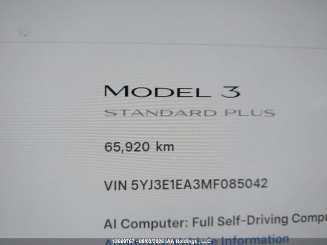 Tesla Model 3 Standard Range/standard Range Plus 2021 5YJ3E1EA3MF085042 Image 15