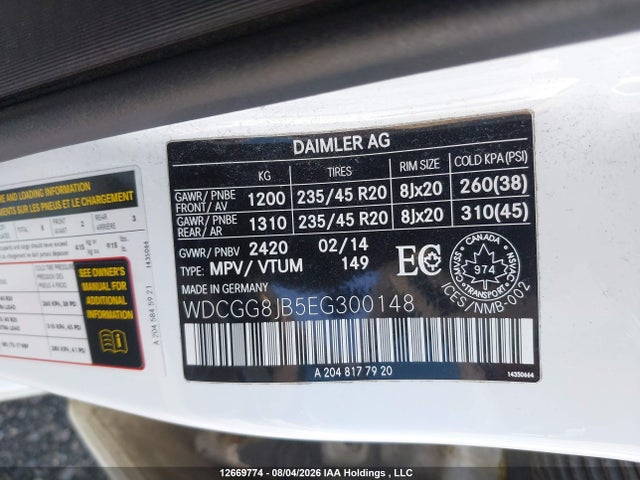 2014 Mercedes-benz Glk 350 მანქანა იყიდება აუქციონზე, vin: WDCGG8JB5EG300148, აუქციონის ნომერი: 12669774