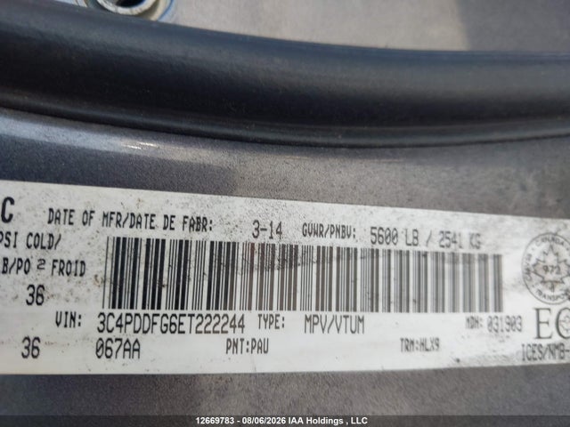 Aukcja sprzedaży 2014 Dodge Journey R/t, vin: 3C4PDDFG6ET222244, numer aukcji: 12669783