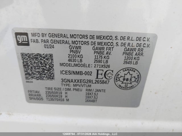 Продаж на аукціоні авто 2024 Chevrolet Equinox Premier, vin: 3GNAXXEG2RL265847, номер лоту: 12669784