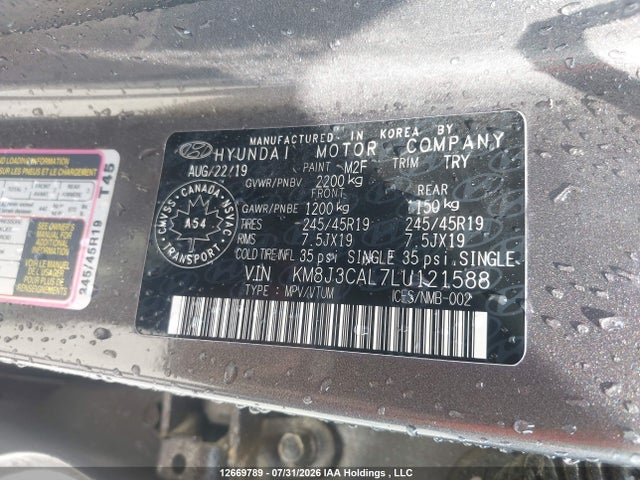 KM8J3CAL7LU121588 Hyundai Tucson Limited/sel/sport/ultimate/value