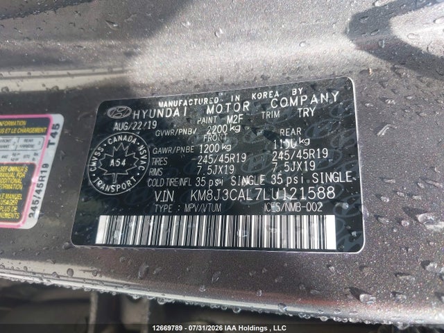 KM8J3CAL7LU121588 Hyundai Tucson Limited/sel/sport/ultimate/value