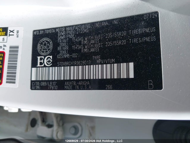 5TDXBRCH1RS628013 Toyota Highlander