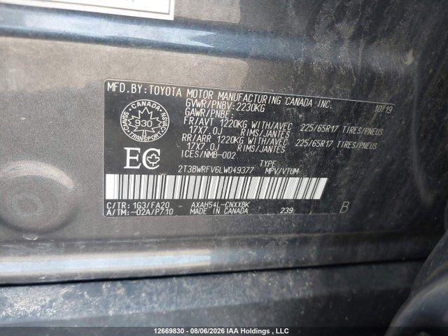 Toyota RAV4 2020 2T3BWRFV6LW049377 Image 9