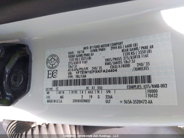 Ford F-150 Xlt 2019 1FTEW1EPXKFA24404 Image 20