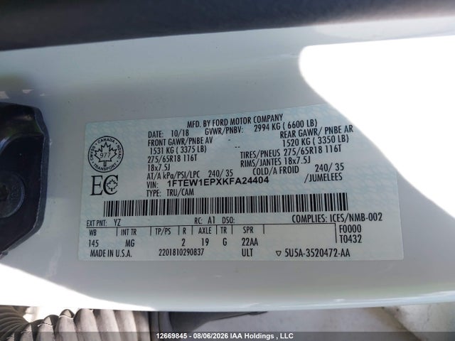 Ford F-150 Xlt 2019 1FTEW1EPXKFA24404 Image 9