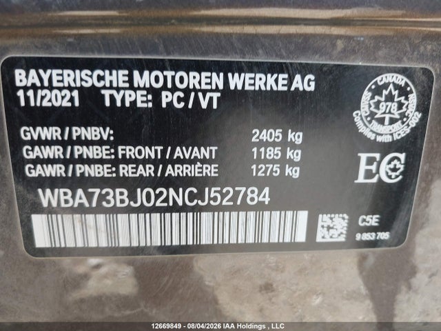 BMW 540 XI 2022 WBA73BJ02NCJ52784 Image 9