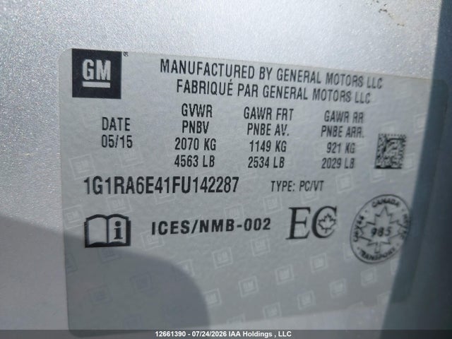 1G1RA6E41FU142287 Chevrolet Volt