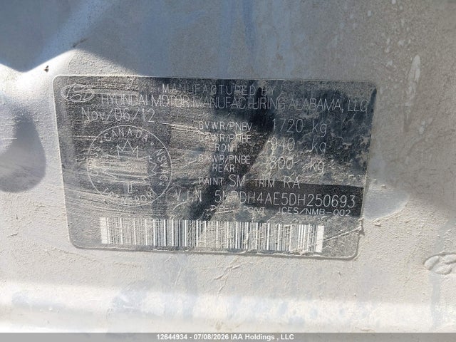 Aukcja sprzedaży 2013 Hyundai Elantra Gls, vin: 5NPDH4AE5DH250693, numer aukcji: 12644934