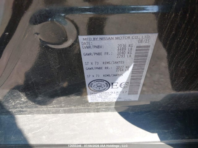 Nissan ROGUE S/SV 2015 5N1AT2MT0FC918717 Image 18