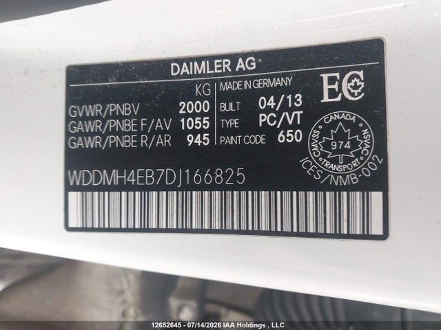 Aukcja sprzedaży 2013 Mercedes-benz B 250 Sports Tourer, vin: WDDMH4EB7DJ166825, numer aukcji: 12652645