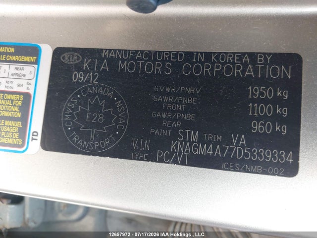 Продаж на аукціоні авто 2013 Kia Optima Lx/lx+, vin: KNAGM4A77D5339334, номер лоту: 12657972