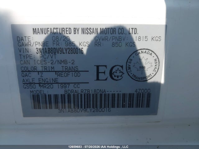 Nissan SENTRA SR 2020 3N1AB8DV9LY280016 Image 9