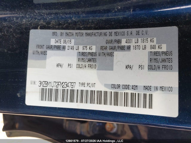 3MZBM1U72FM234797 Mazda Mazda3 Gx