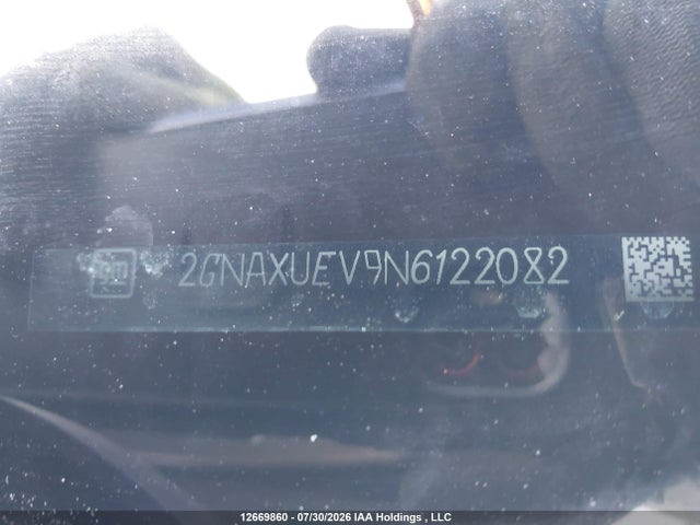 Продаж на аукціоні авто 2022 Chevrolet Equinox Lt, vin: 2GNAXUEV9N6122082, номер лоту: 12669860