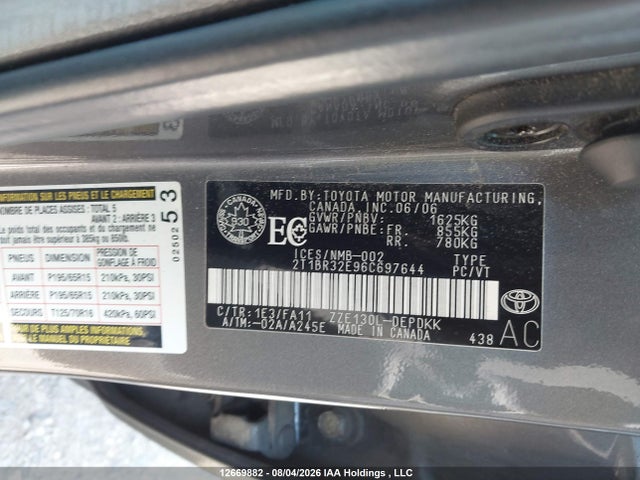 12669882 :رقم المزاد ، 2T1BR32E96C697644 vin ، 2006 Toyota Corolla Ce/le/s مزاد بيع