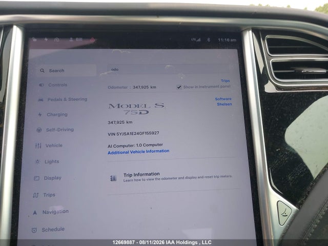 Tesla MODEL S 2016 5YJSA1E24GF155927 Image 7