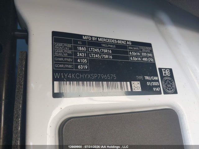2025 Mercedes-benz Sprinter 2500 მანქანა იყიდება აუქციონზე, vin: W1Y4KCHYXSP796575, აუქციონის ნომერი: 12669900