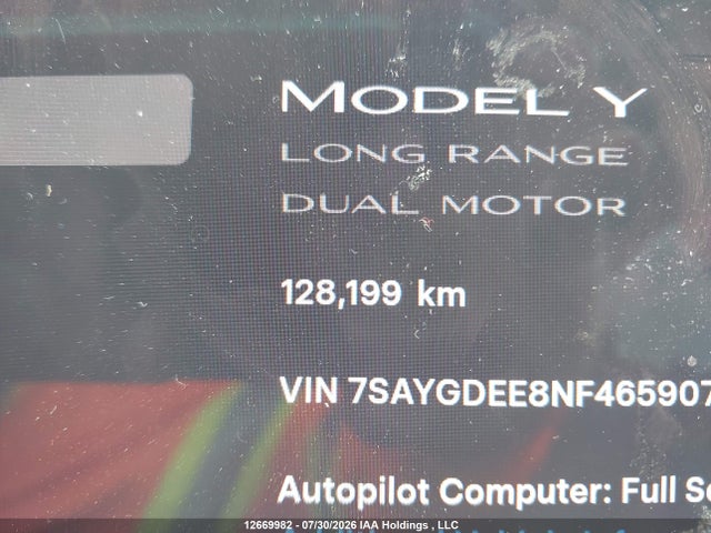 Tesla Model Y 2022 7SAYGDEE8NF465907 Image 15