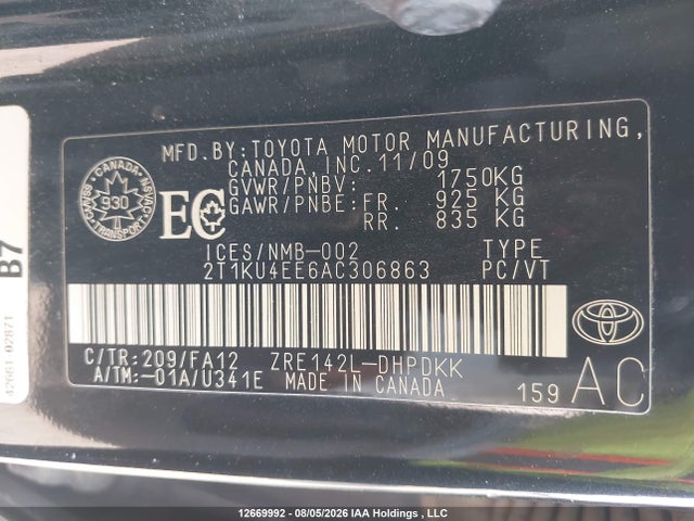 Продажа на аукционе авто 2010 Toyota Corolla Matrix, vin: 2T1KU4EE6AC306863, номер лота: 12669992