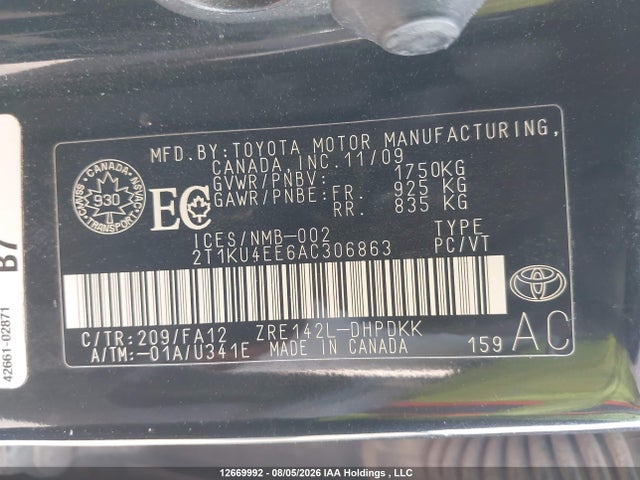 Продажа на аукционе авто 2010 Toyota Corolla Matrix, vin: 2T1KU4EE6AC306863, номер лота: 12669992